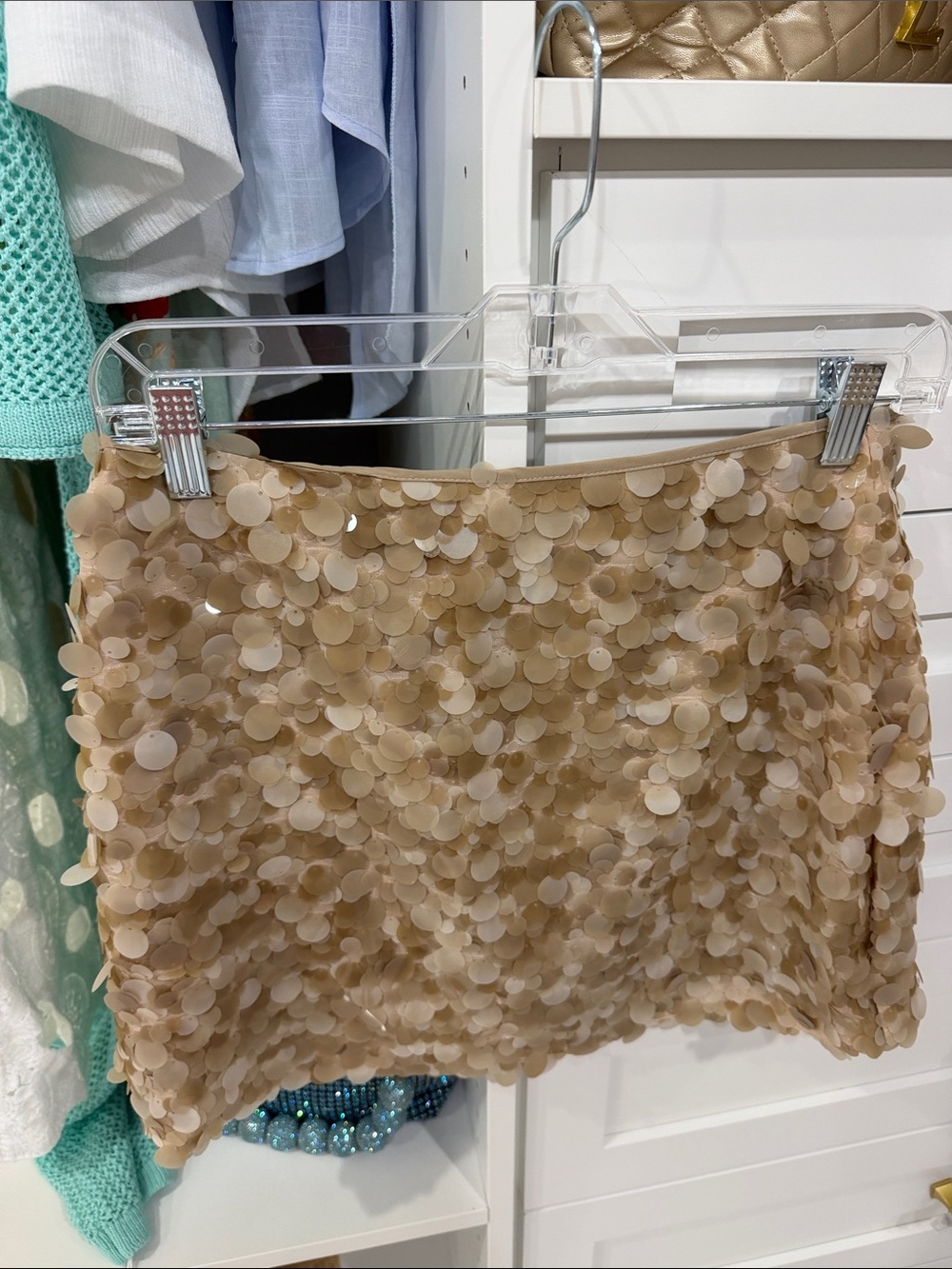 Chicwish Beige Sequin Mini Skirt